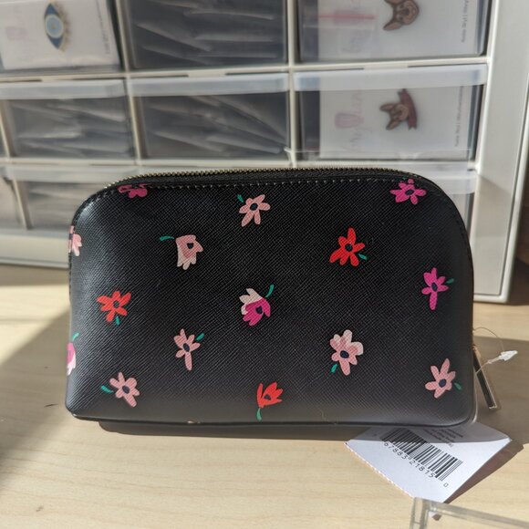 NWT Kate Spade Black and Pink Floral Pouch - Picture 3 of 5